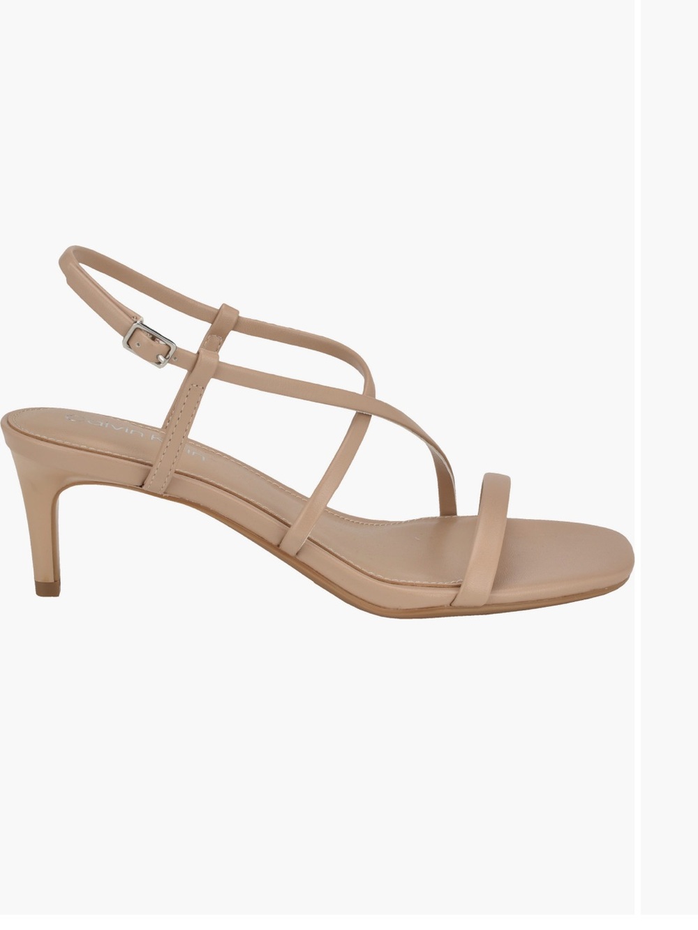 Calvin Klein “Ishaya” Beige Strappy Mid Heel Sandals • Nordstrom